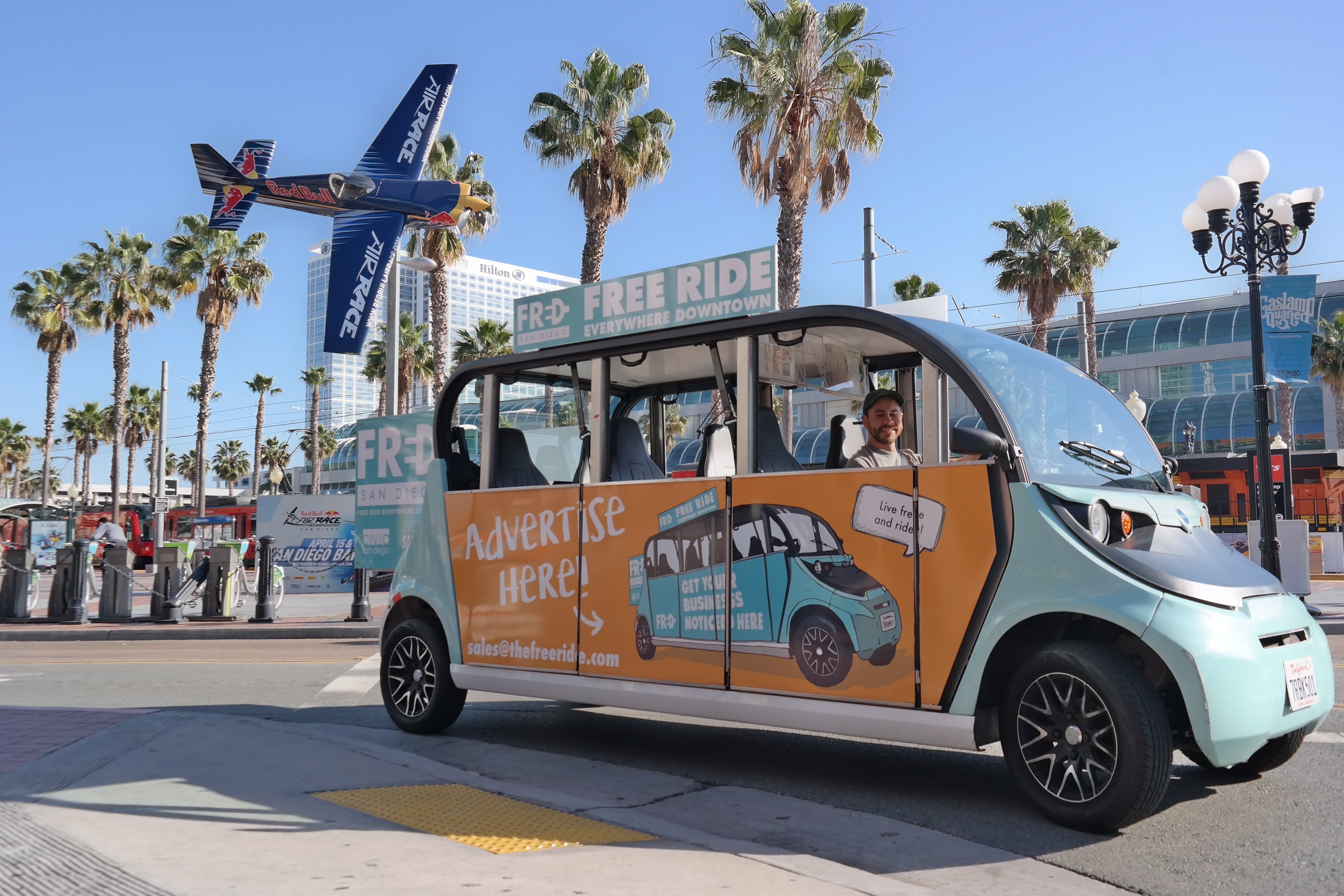 FRED car in front of redbull air race ad