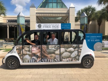 A Circuit shuttle offering free rides around the Gardens Mall