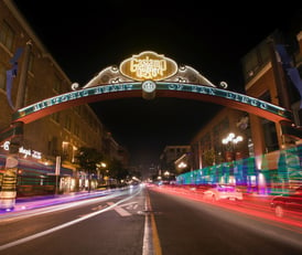Image of Gaslamp District sign at night