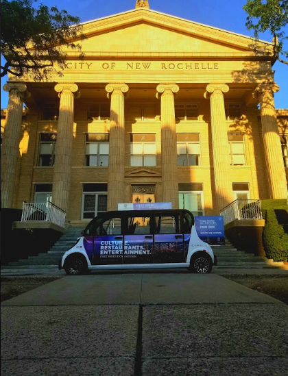 New Rochelle car in front of city hall