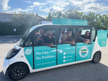 Riders sitting in a Wilton manors car