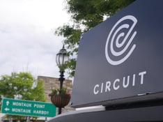 Circuit top sign close up in Montauk