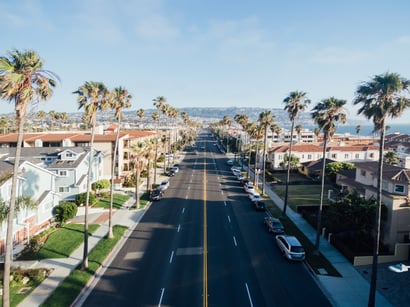 california street lined with palm trees