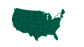 Green map of the united states with New York State highlighted in white
